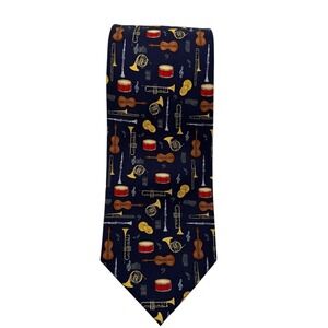 Alyn Creative Tie - Musical Instruments Pattern - Silk Necktie‎ - Men's B14Q